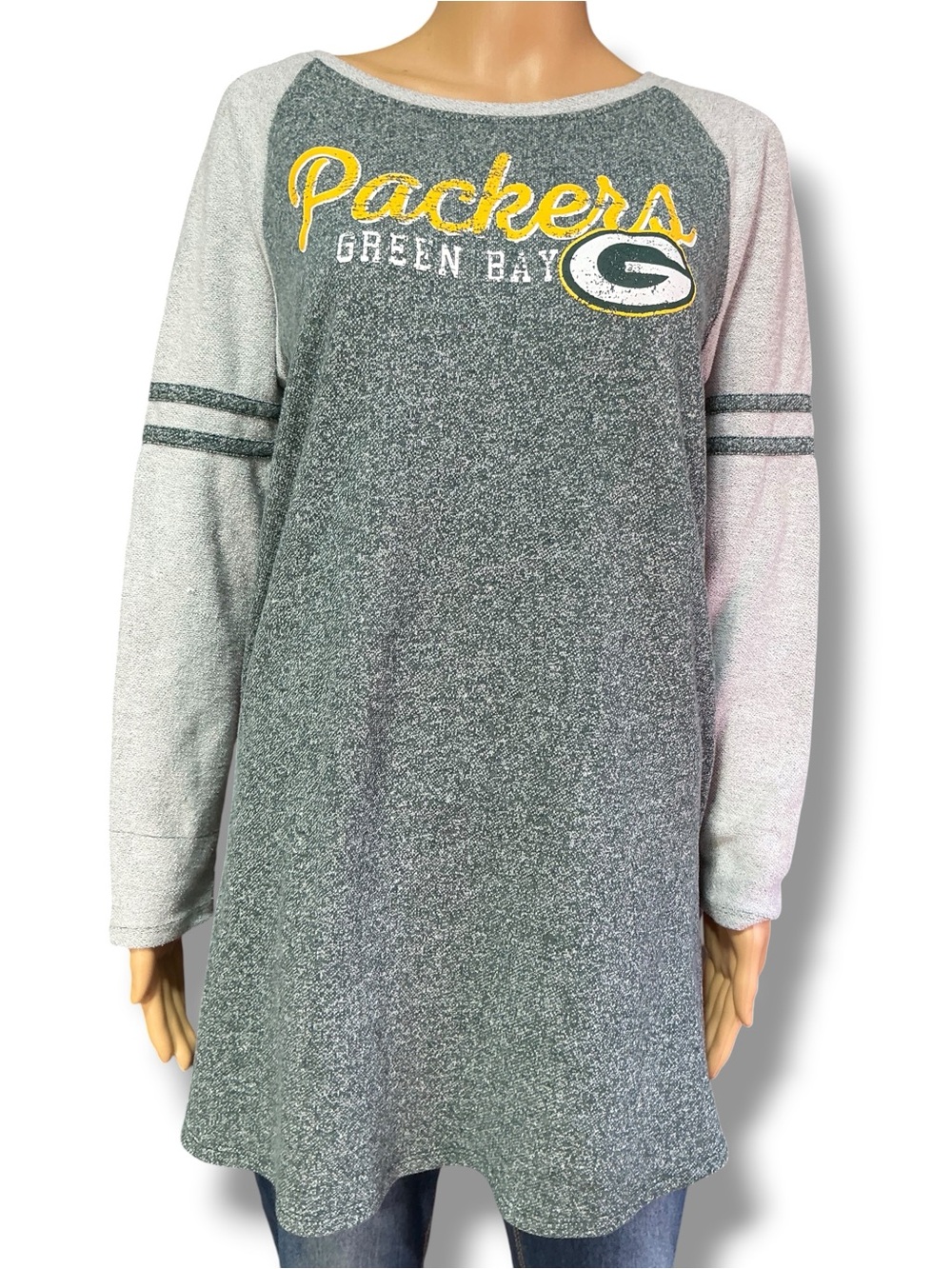 Team Apparel Grey & Yellow Green Bay Packers Raglan Tunic